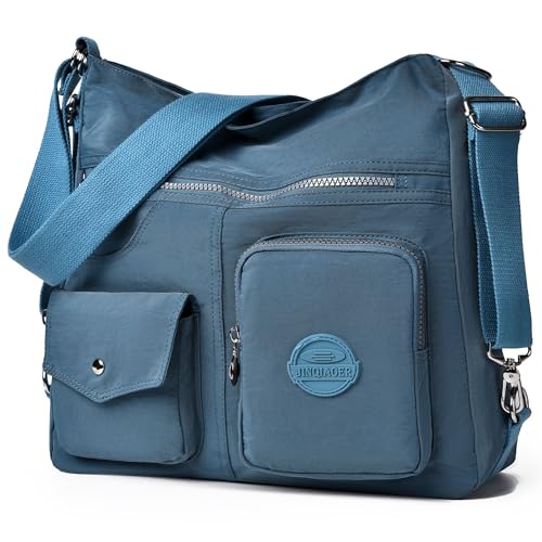 Dora & Liz Multipurpose Hobo Purse for Women with Antitheft RFID, Waterproof Nylon Crossbody Bag Shoulder Handbag, Convertible Backpack Pale Blue Large - Image 1