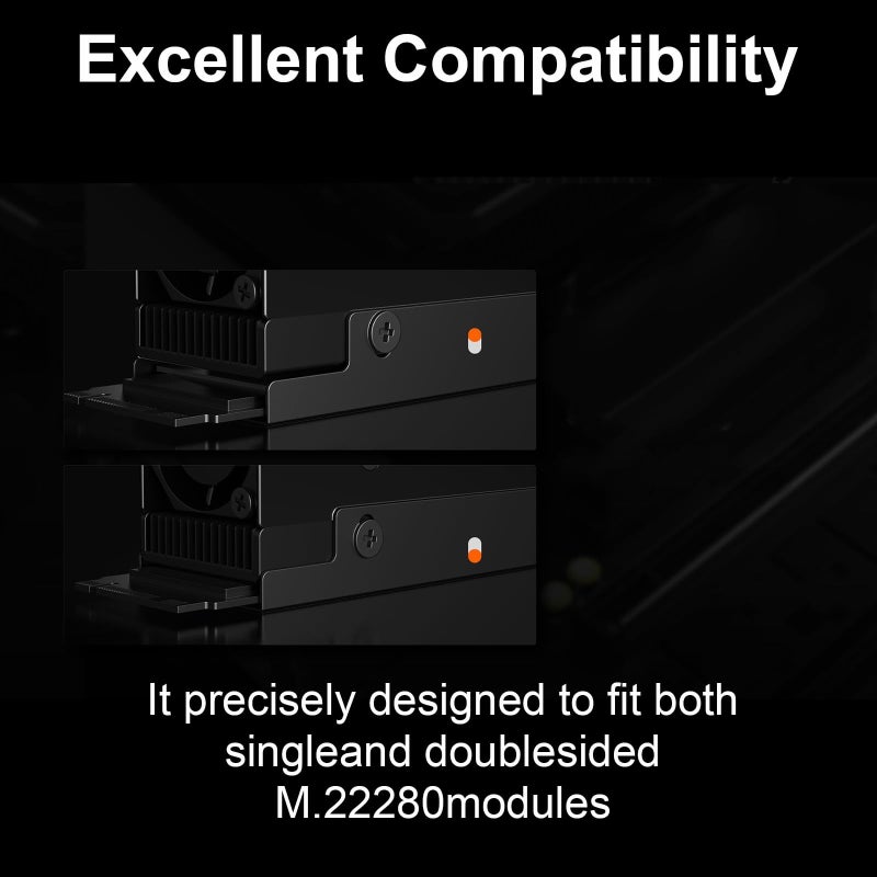 M2 2280 SSD غطاء تبريد مع مروحة تبريد PWM بسرعة 12000 دورة في الدقيقة ووسائد حرارية لتبديد الحرارة - Image 3