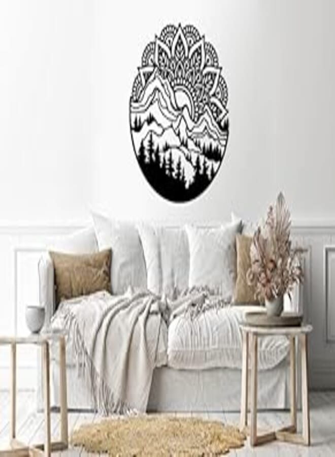 Home Gallery mountain View Wood Wall art Black 80x80 H01612