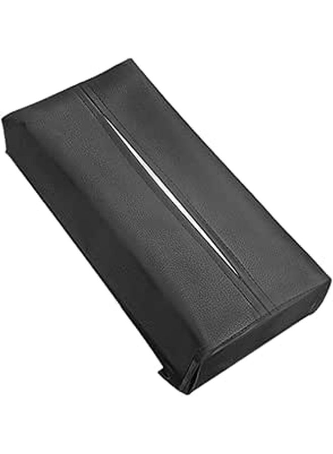Faux Leather Car Tissue Box Cover Holder Black For Interior Napkin Towel Storage - Image 1