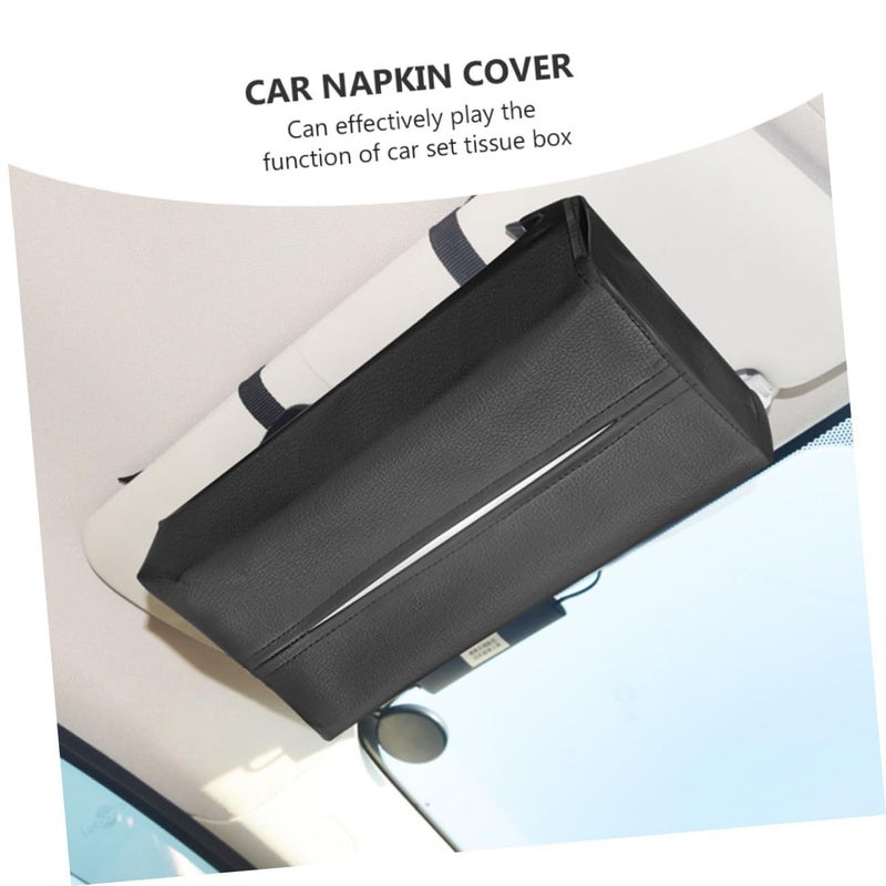Faux Leather Car Tissue Box Cover Holder Black For Interior Napkin Towel Storage - Image 5