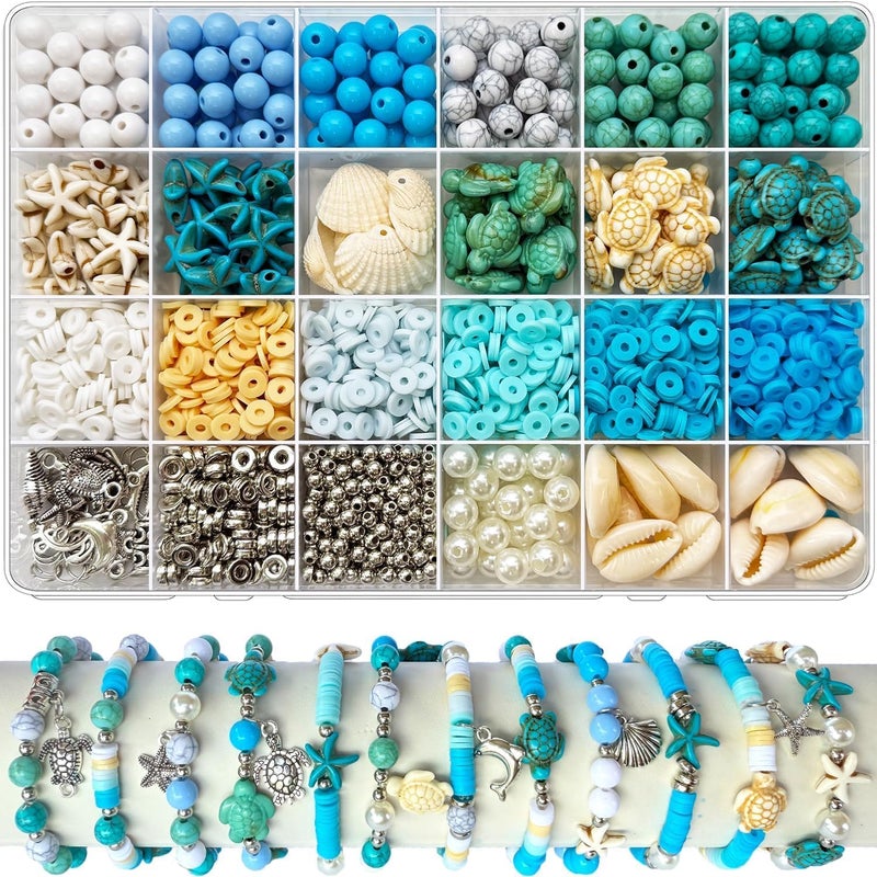 Capstro 1860PCS Ocean Clay Beads Set – Starfish, Turtle, Shell & Beach-Themed Polymer Beads for DIY Jewelry Making, Bracelets, Necklaces, Earrings & Crafts - Image 1