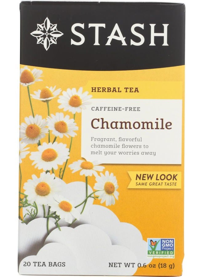 Stash Tea Stash Chamomile Herbal Tea, Caffeine Free, 20 Tea Bags Per Box - Image 1