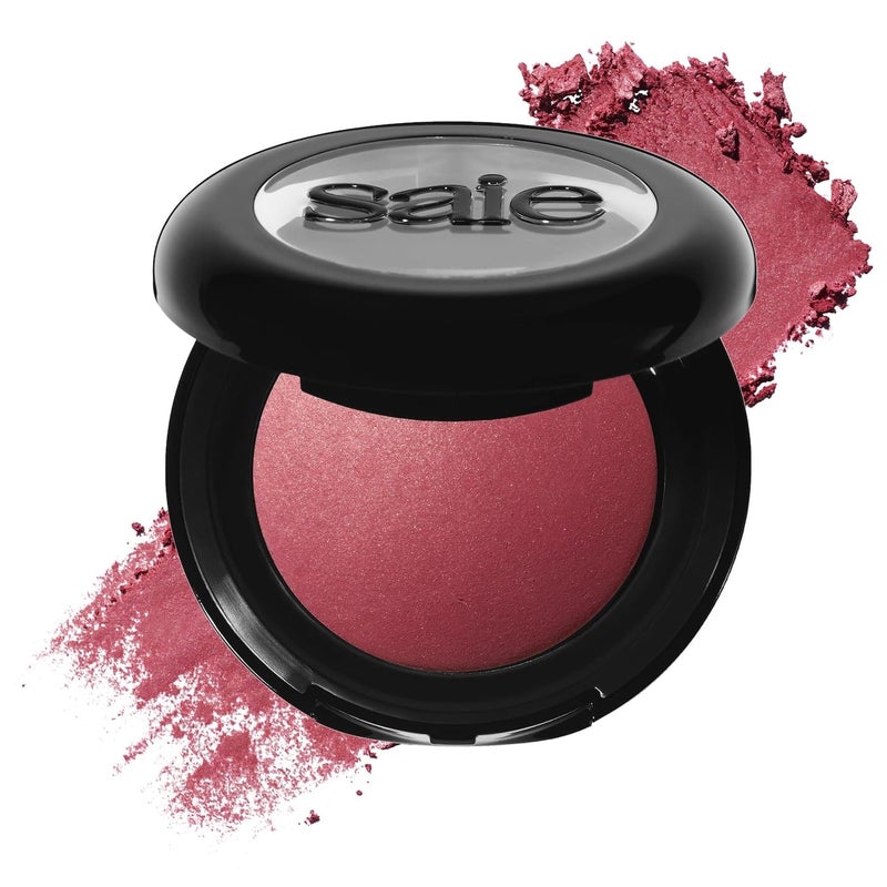 Saie SuperSuede Baked Blush - Talc-Free Powder Blush for Cheeks Infused with Hyaluronic Acid, Glycerin + Squalane - Hydrating Face Makeup for a Natural, Diffused Flush of Color - Grazie (0.1 Ounce) - Image 1