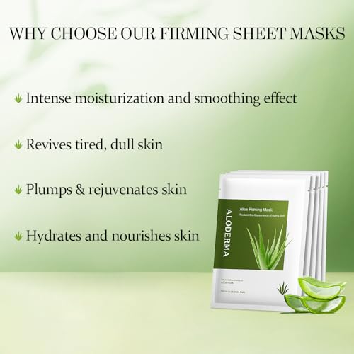 Aloderma Firming Sheet Masks with 89% Organic Aloe Vera 5 pcs - Formulated for Age-Defying Results with Hyaluronic Acid & Arginine, Intense Hydration & Nourishment for Plump, Supple, Rejuvenated Skin - Image 4