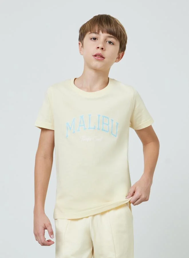 ستايلي Teen Boys Text Print Regular Fit T-Shirt