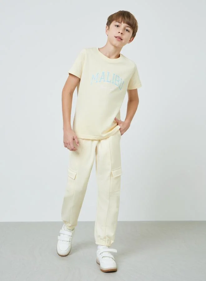 ستايلي Teen Boys Text Print Regular Fit T-Shirt
