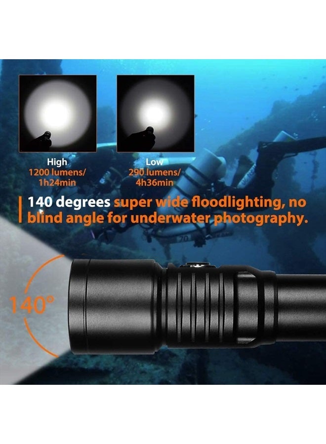 ORCATORCH D530V ضوء فيديو الغوص 1200 لومن بزاوية شعاع عريضة 140 درجة، ضوء تصوير تحت الماء 150 متر IP68 مقاوم للماء مع مؤشر طاقة البطارية وكرة مفصلية - Image 2