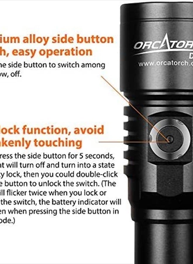 ORCATORCH D530V ضوء فيديو الغوص 1200 لومن بزاوية شعاع عريضة 140 درجة، ضوء تصوير تحت الماء 150 متر IP68 مقاوم للماء مع مؤشر طاقة البطارية وكرة مفصلية - Image 3