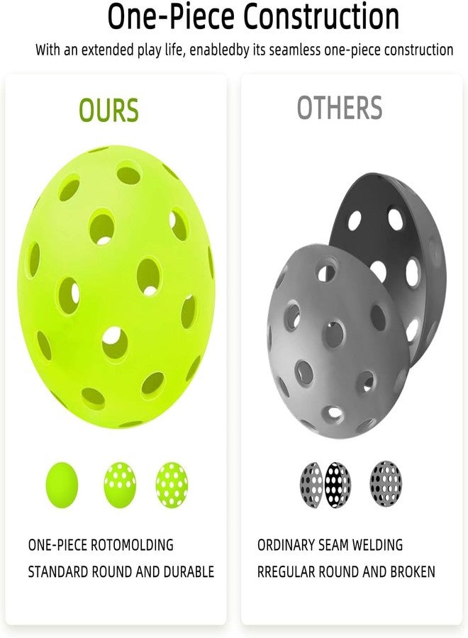 Massmot 40 Holes Outdoor Pickleball Balls, High Visibility and Bounce, All Style Pickleball Paddles & All Skill Levels (Fluorescent Green - Pack of 4) - Image 4
