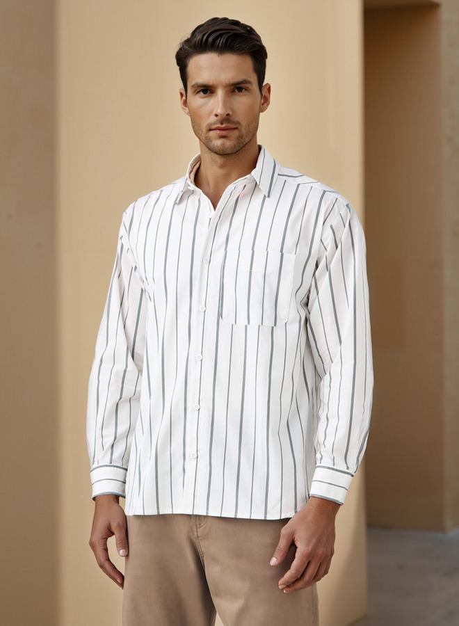 ايكونيك قميص مقلّم بجيب وأزرار إغلاق من آيكونيك - Image 1