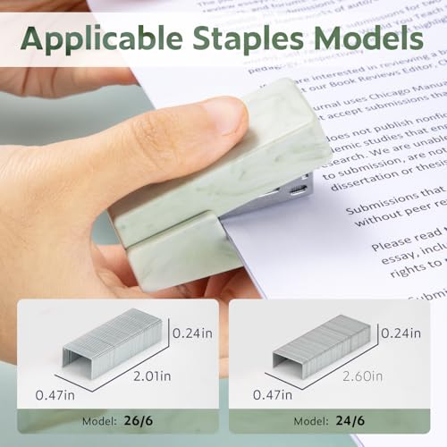 NUSIGN Mini Stapler with 830 Staples, Small Cute Desk Staplers, 25 Sheet Capacity, Fluid Green - Image 3