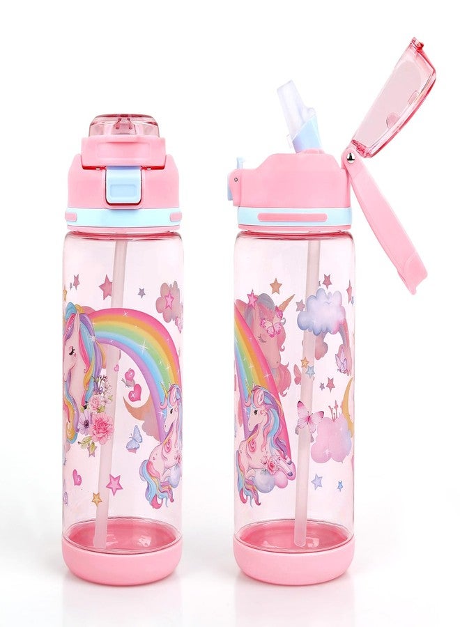 Decalsweet Kids Water Bottle 20oz Durable Leak-Proof Plastic Water Cup for Kids Toddlers,With Straw Handle and Pop-Up Spout Cover,Safe for School Sports Daycare Travel & Camp - Image 1