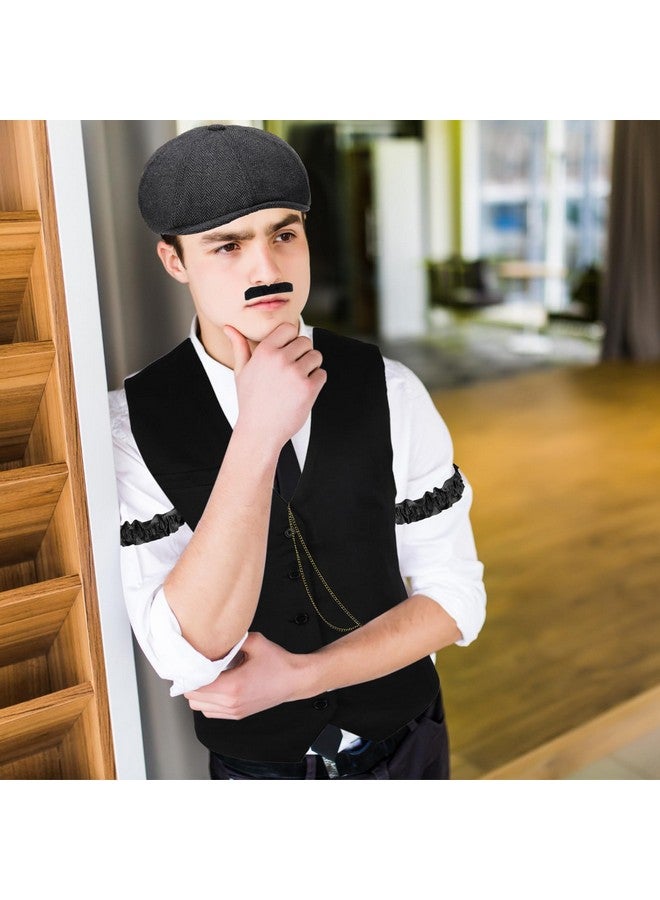 Foaincore Foaincore 1920s Mens Costume 20s Accessories Outfit with Gangster Vest Hat Vintage Pocket Watch Suspenders(Black, Medium) - Image 5