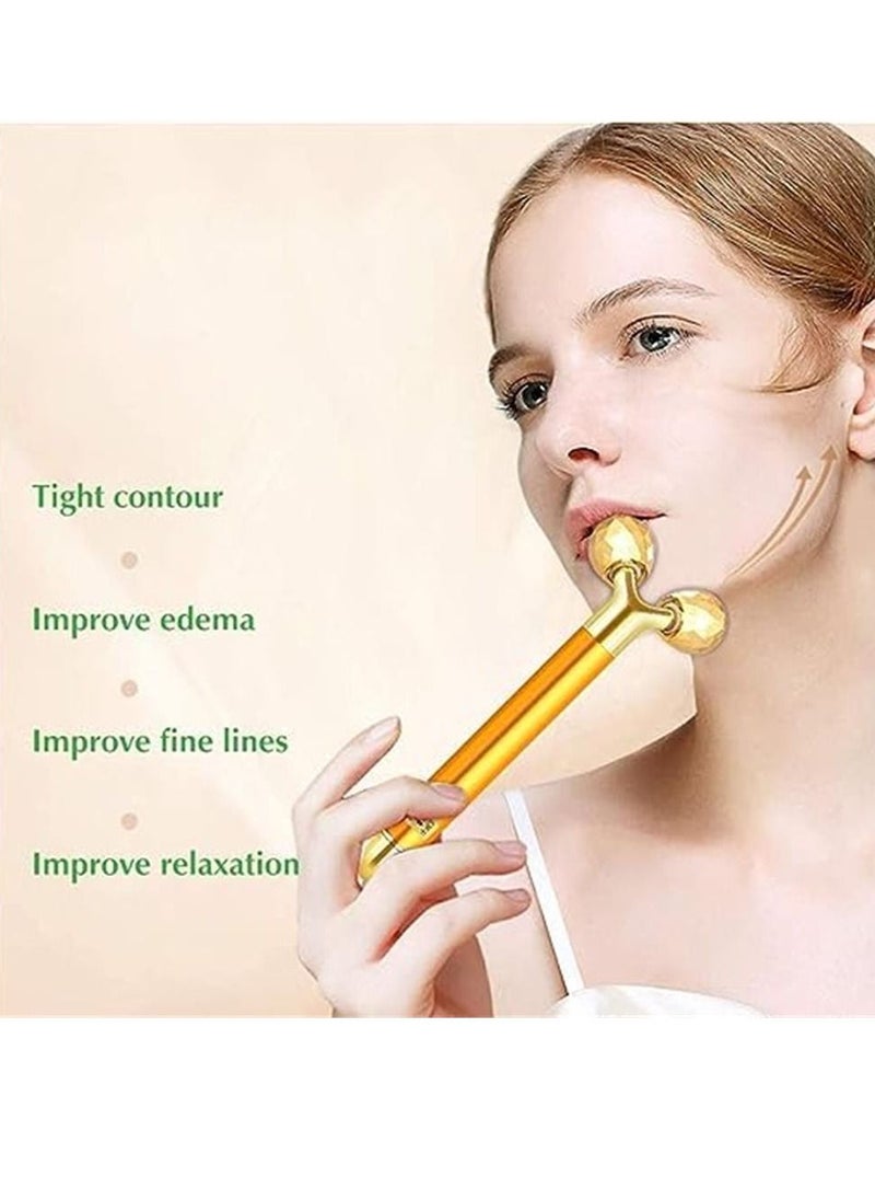 Generic - 2-IN-1 Electric Face Massager 24k Golden Facial Massager, 3D Roller and T Shape Facial Roller Massager Kit Arm Eye Nose Massager Skin Care Tools - Image 1