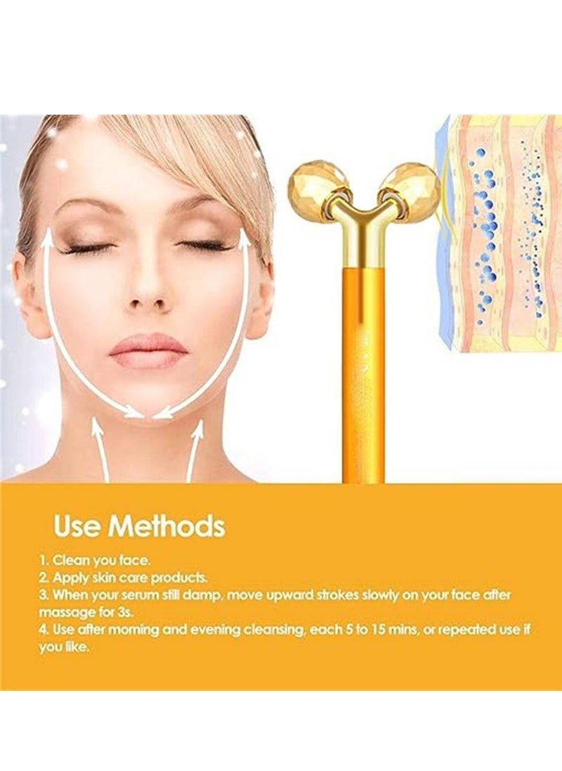 Generic - 2-IN-1 Electric Face Massager 24k Golden Facial Massager, 3D Roller and T Shape Facial Roller Massager Kit Arm Eye Nose Massager Skin Care Tools - Image 1