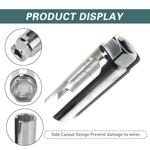 ijuicy 1 PC Car Oxygen Sensor Socket, Oxygen Sensor Wrench Remover Tool with 0.87 Inch 6-Point, I-type Side Gate Wire Accesses Sensor from Side, Universal Accessories for Most Cars (Silver) - Image 4