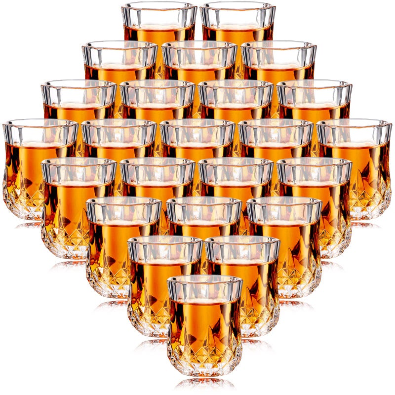 Meanplan 1.7oz Mini Shot Glasses Set Tasting Glasses Heavy Base Clear Shot cup Cute Cordial Mini Wine cups for Serving Whiskey, Wine, Juice(24 Pieces) - Image 1