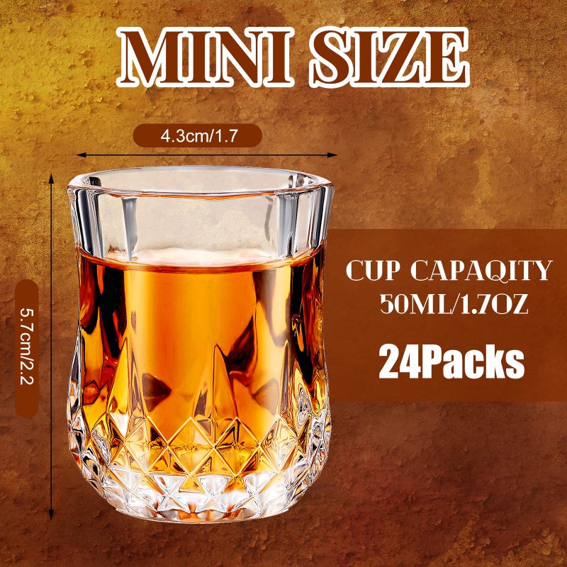Meanplan 1.7oz Mini Shot Glasses Set Tasting Glasses Heavy Base Clear Shot cup Cute Cordial Mini Wine cups for Serving Whiskey, Wine, Juice(24 Pieces) - Image 2