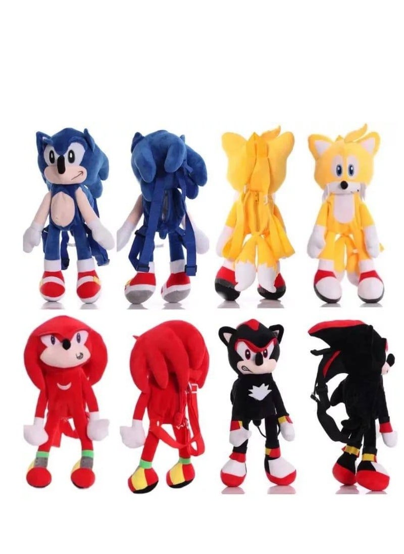 Generic - Sonic the Hedgehog Shadow Plush Children's Backpack, contains a zippered pocket in the back, Shadow Black (45 cm), multi-colored. - Image 1