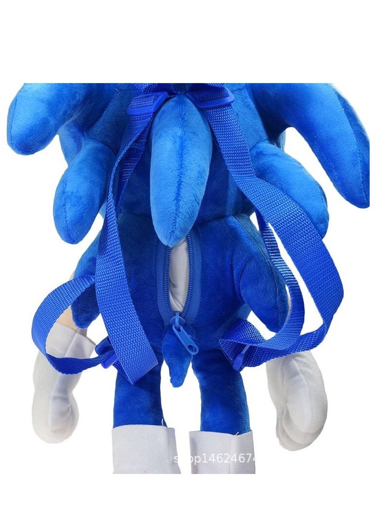 Generic - Sonic the Hedgehog Shadow Plush Children's Backpack, contains a zippered pocket in the back, Shadow Black (45 cm), multi-colored. - Image 1