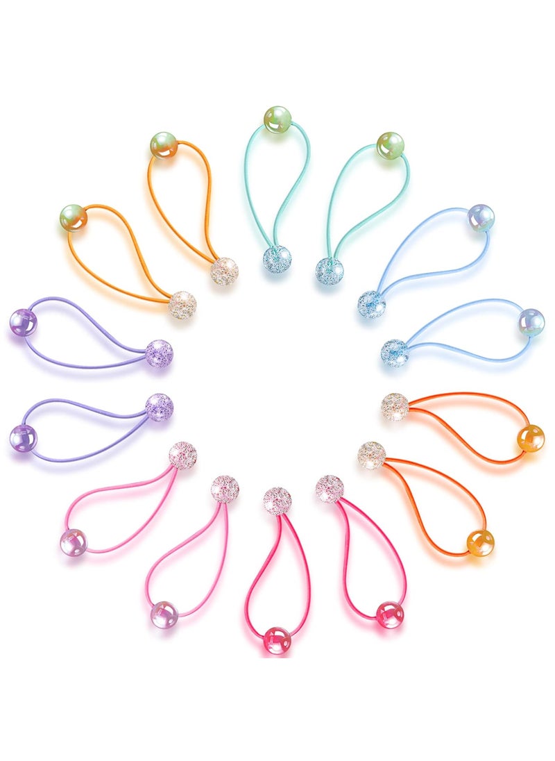 Chuangdi - 14 Pcs Double Balls Elastic Ponytail Holders Colorful Kids Hair Ties with Balls Cute Circle Bubble Hair Bands Rubber Elastics Ties for Baby Toddler Girls Women Stylish Style - Image 1