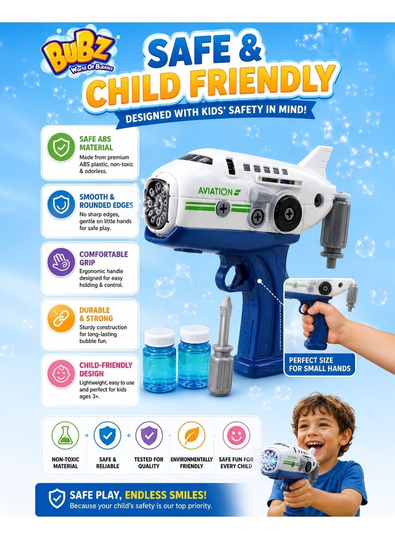 BUBZ DIY Electric Aircraft Bubble Gun Toy for Kids Automatic Bubble Blaster Airplane Bubble Shooter with Build & Play Disassembly Fun, Continuous Fast Bubble Output, Bubble Solution Bottles, Creative Educational Outdoor Summer Toy for Boys & Girls Age 3+ - Image 5