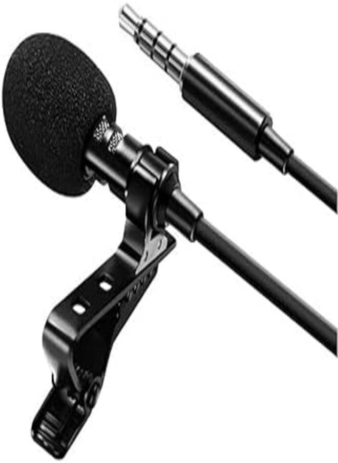 Generic Keendex kx 2813 lavalier microphone with omnidirectional mic & metal clip (3.5mm aux)- black 