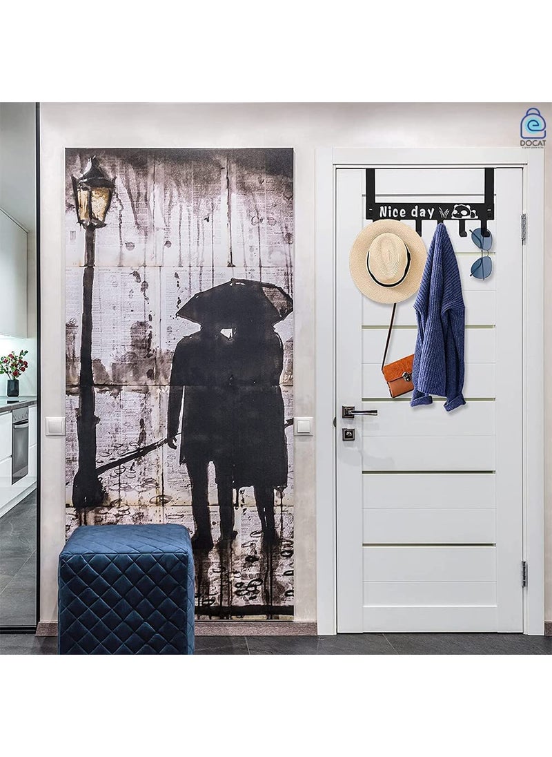 Gabani fashion Gabani fashion Over The Door Hook Hanger Cartoon Rack HeavyDuty Hook Organizer for Coat Hat Bag Scarfs Clothes Removable ToolFree with Nice Day and Cute Panda 6 Hooks  - Image 2