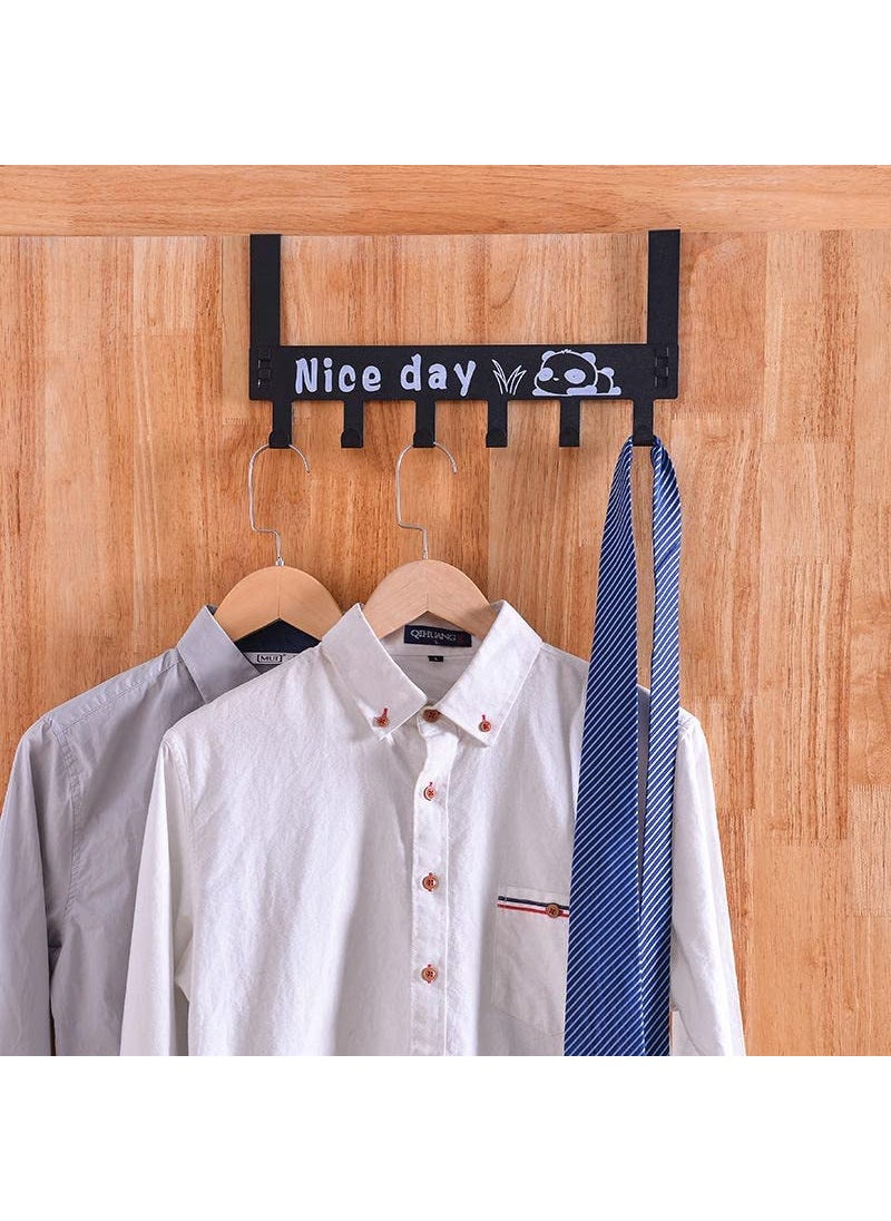 Gabani fashion Gabani fashion Over The Door Hook Hanger Cartoon Rack HeavyDuty Hook Organizer for Coat Hat Bag Scarfs Clothes Removable ToolFree with Nice Day and Cute Panda 6 Hooks  - Image 5