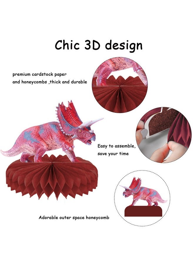 Tevxj 10 Pcs Dinosaur Centerpieces For Birthday Party 3D Dino Honeycomb Table Decorations Dinosaur Safari Jungle Animal Theme Baby Shower Table Paper Topper Stand Decor For Boys Girls Kids - Image 3