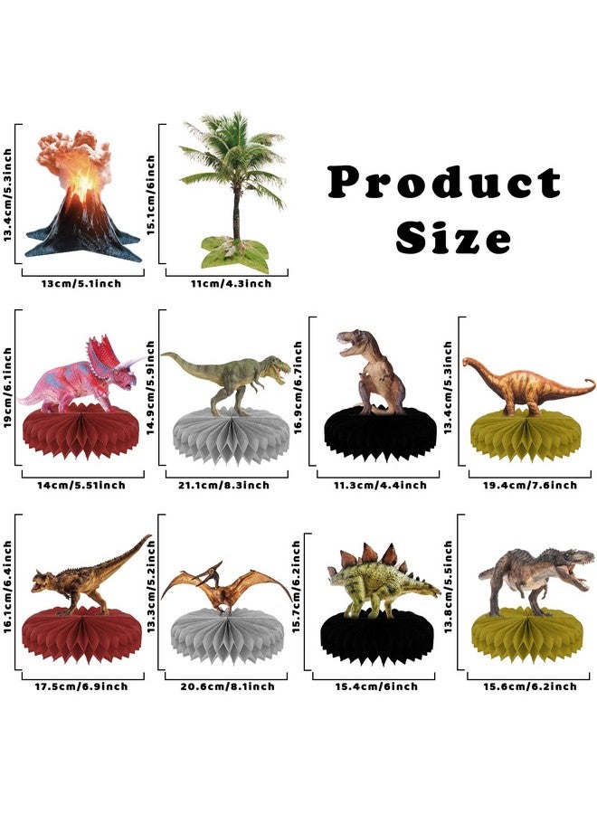Tevxj 10 Pcs Dinosaur Centerpieces For Birthday Party 3D Dino Honeycomb Table Decorations Dinosaur Safari Jungle Animal Theme Baby Shower Table Paper Topper Stand Decor For Boys Girls Kids - Image 2