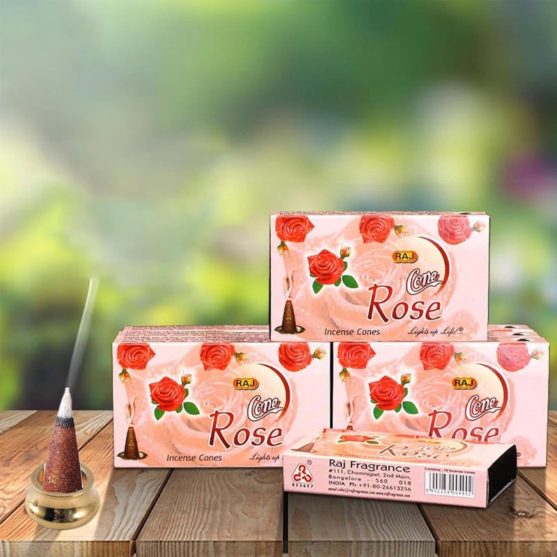 sheful البخور, Rose Incense Cones 40 Pack, Incense Stickes with Mini Copper Incense Holder, Long Lasting Aromatherapy for Positivity & Pure Air Stress Relief, Air Purifier & Clean, Fragrance Gift - Image 1