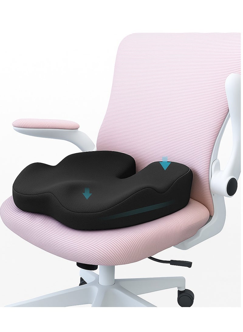 أيه بي جي وسادة مقعد السيارة من إسفنج الذاكرة - لتخفيف آلام عظم الذنب، وسادة مقعد القيادة للأشخاص القصيرين - المكتب، الكرسي المتحرك، كرسي الألعاب، السفر - غطاء غير قابل للانزلاق وقابل للغسل - Image 1