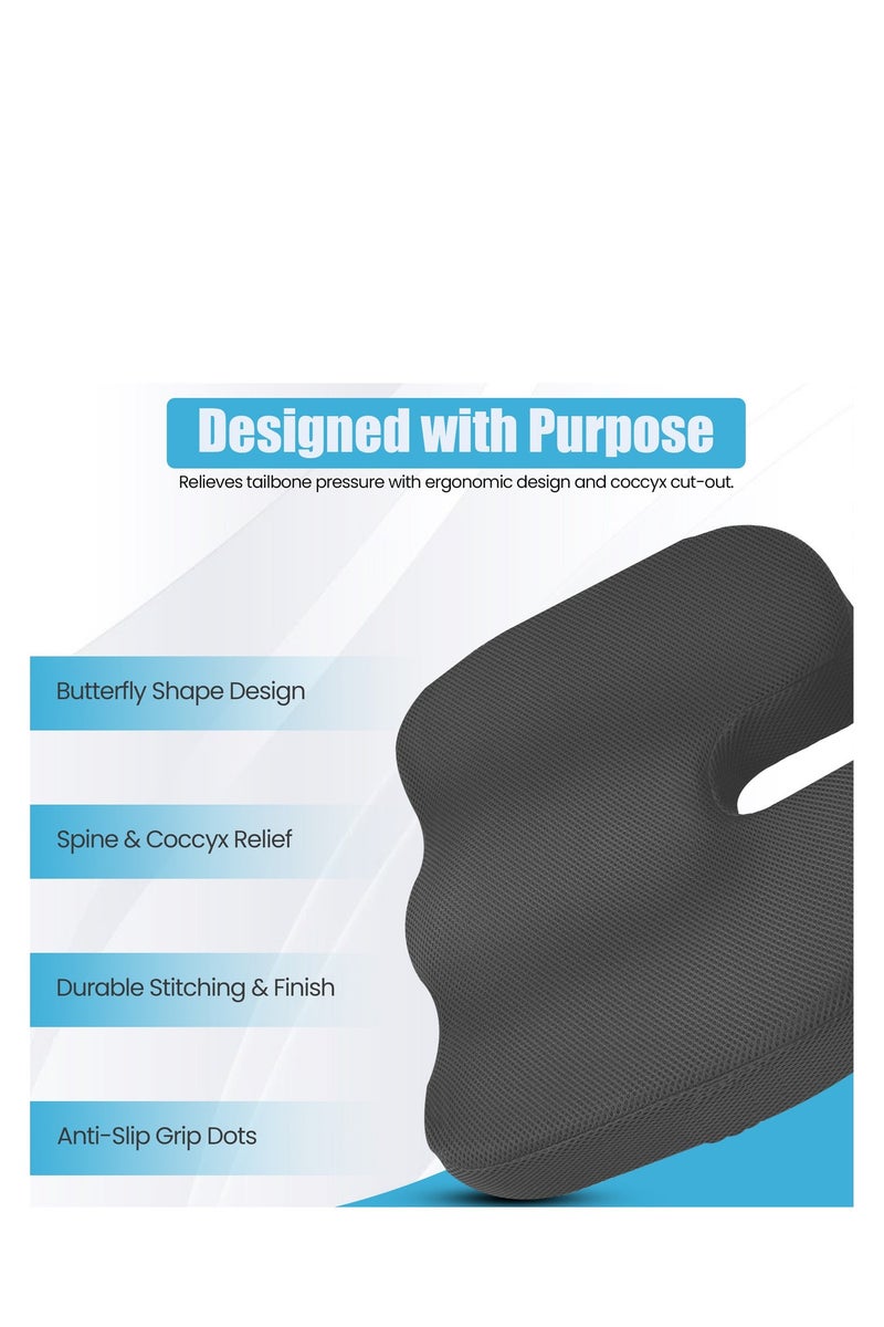 ABJ Car Seat Cushion Memory Foam- Tailbone Pain Relief, Driving Seat Cushion for Short People - Office, Wheelchair, Gaming Chair, Travel - Non-Slip, Washable Cover - Image 3