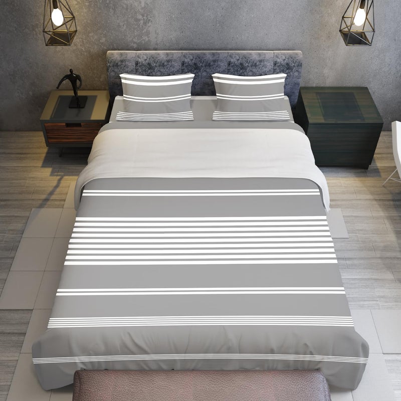 Rangoli 100% Cotton Single Bedsheet with 2 Pillow Covers - Black Grey - Image 3
