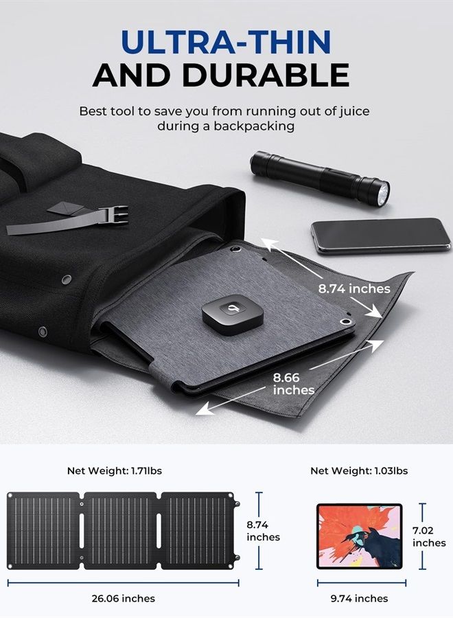 Bigblue 【New Version】BigBlue 20W ETFE Solar Charger (5V/4A Max) with Kickstand, SolarPowa 20 Portable Solar Panel Charger with USB-A and USB-C, IP65 Waterproof, Compatible with iPhone, iPad, Samsung, LG etc.  - Image 5