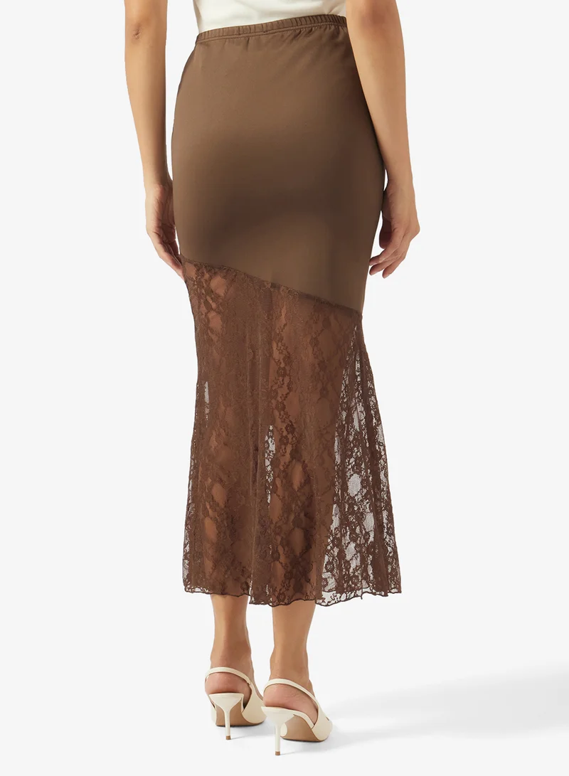 Ella  Column Skirt With Lace Hem for Women | Best Price UAE