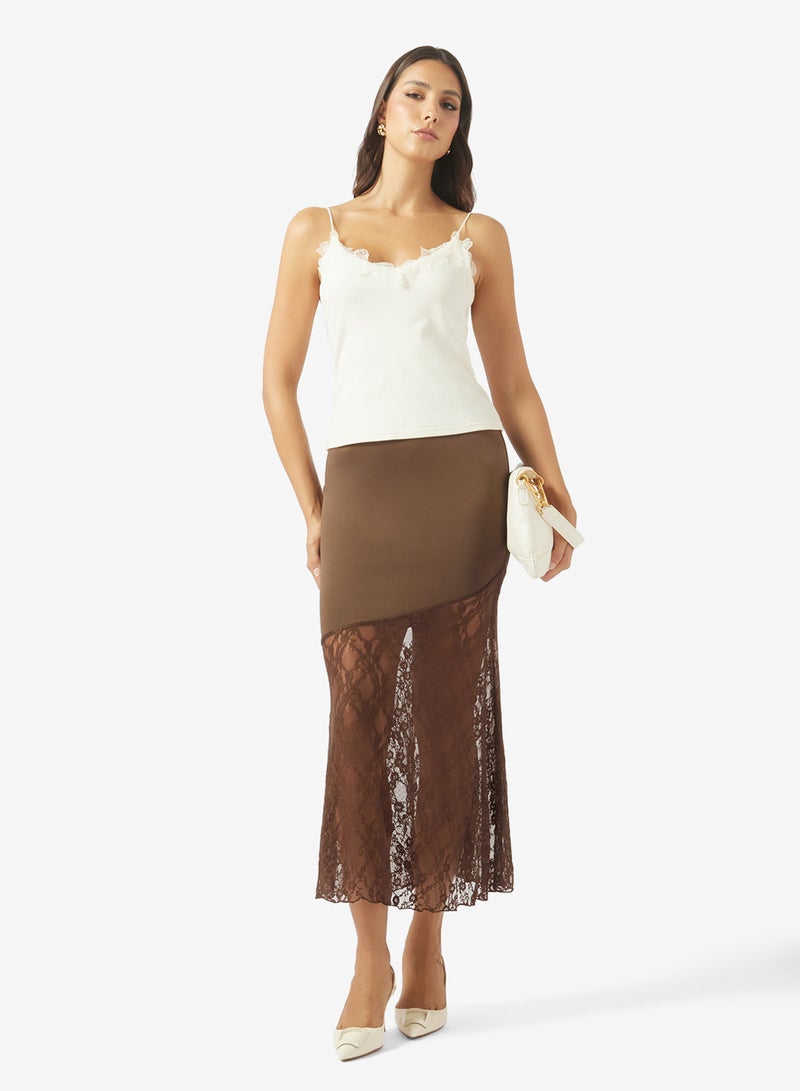 ELLA Column Skirt With Lace Hem - Image 2