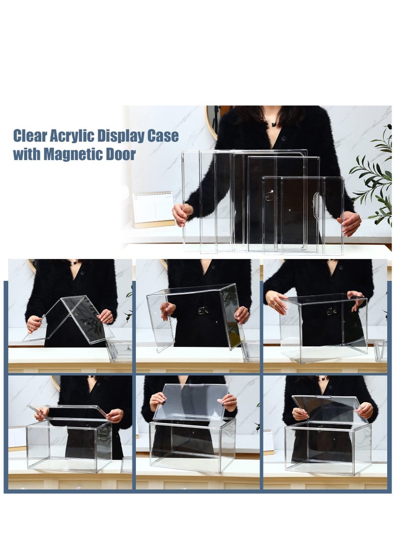 Arabest 8 Pack Large Acrylic Display Case with Magnetic Door Clear Purse Handbag Storage Box Plastic Storage Organizer for Closet Stackable Shoe Box Dustproof Showcase for Wallet Book Toy Clutch - Image 4