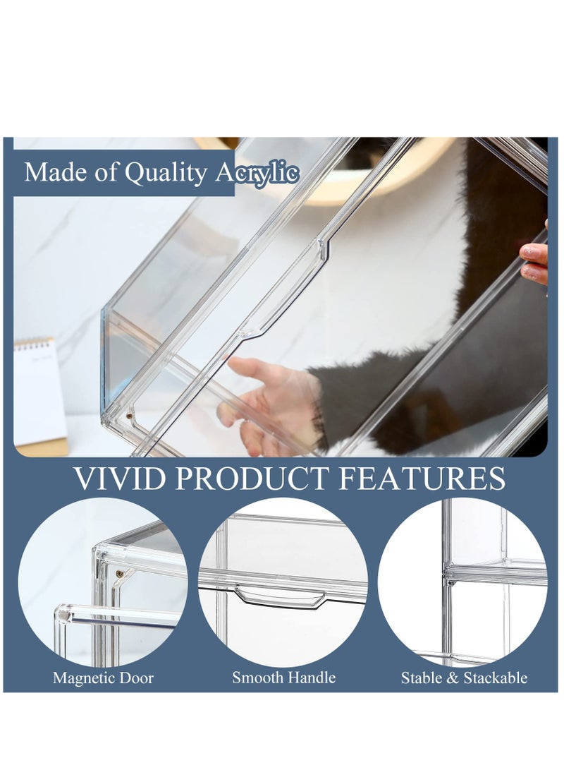 Arabest 8 Pack Large Acrylic Display Case with Magnetic Door Clear Purse Handbag Storage Box Plastic Storage Organizer for Closet Stackable Shoe Box Dustproof Showcase for Wallet Book Toy Clutch - Image 3