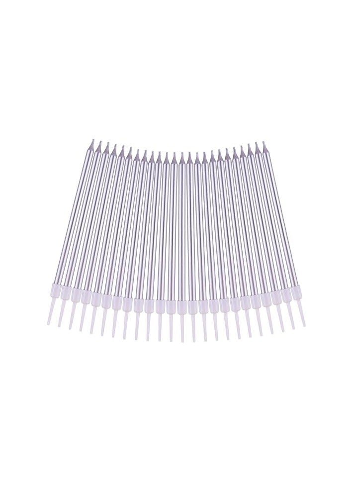 Party 24-Piece Silver Metallic Ultra-Thin Birthday Candles Set – Elegant & Modern Decor for Cakes, Weddings & Luxury Events |  “Silver Party Supplies,” “Luxury Cake Toppers,” “VIP Wedding Decor - Image 5