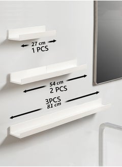 6 Pieces Adhesive Floating Shelves, Bathroom Wall Organizer, Wall Storage Rack for Bathroom, Kitchen, Bedroom, White - pzsku/ZBFD88B47B14D3D73AE7EZ/45/_/1731664103/ef77e56c-fafa-439a-b308-95062c09114e