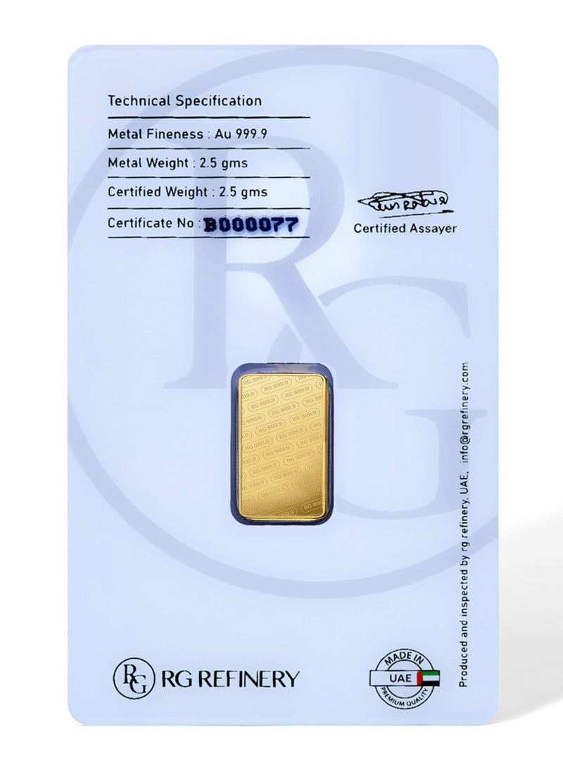 ار جي  ريفاينري Rafmoh Gold 2.5 جرام سبيكة ذهب 24 قيراط بتصميم RG - 2.5 جرام سبيكة ذهب 24 قيراط 999.9 نقاء - Image 4