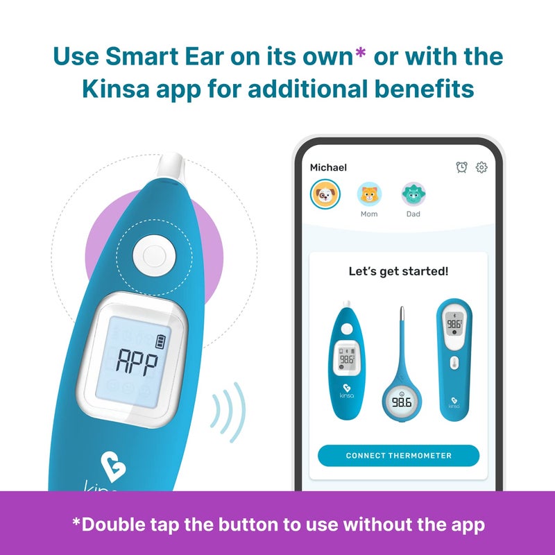 Kinsa Smart Ear Thermometer for Fever - Medical Infrared Termometro - FDA Cleared for Body Temperature Readings for All Ages - Connects to a Smartphone App to Track Symptoms and Get Illness Guidance - Image 3