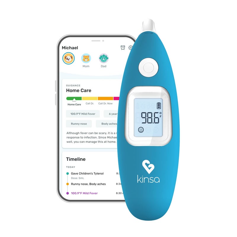 Kinsa Smart Ear Thermometer for Fever - Medical Infrared Termometro - FDA Cleared for Body Temperature Readings for All Ages - Connects to a Smartphone App to Track Symptoms and Get Illness Guidance - Image 1