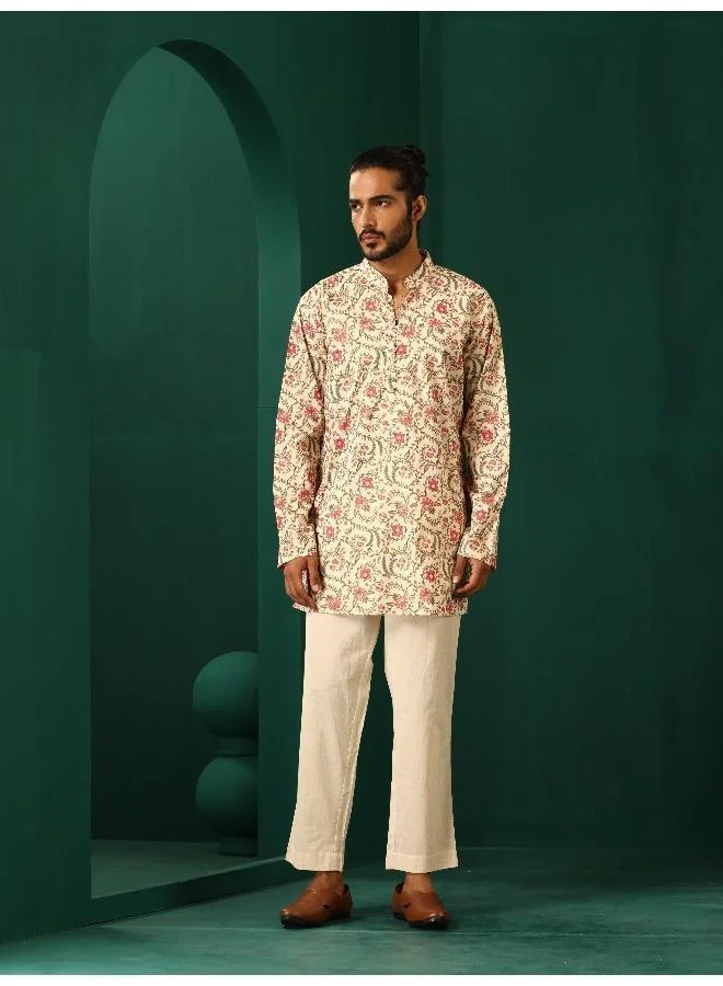 trueBrowns Men's Pink Floral Cotton Printed Co-ord Set