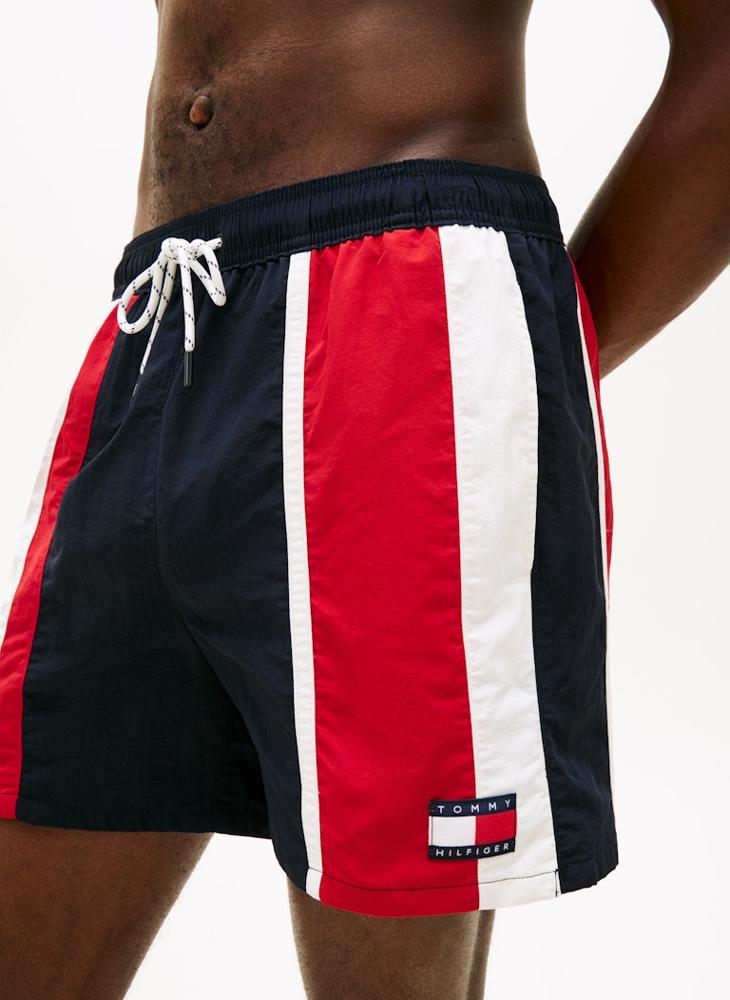 TOMMY HILFIGER Heritage Colour-Blocked Mid Length Swim Shorts - Image 3