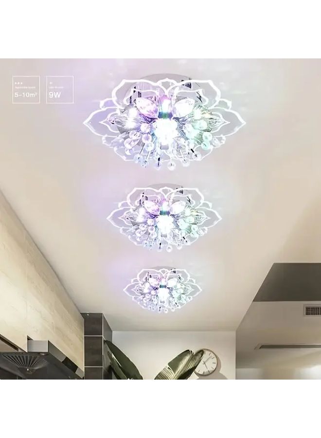 Modern Multicolor 9W Small Flower LED Ceiling Light Geometric Crystal Accent Bright Decoration - Image 1