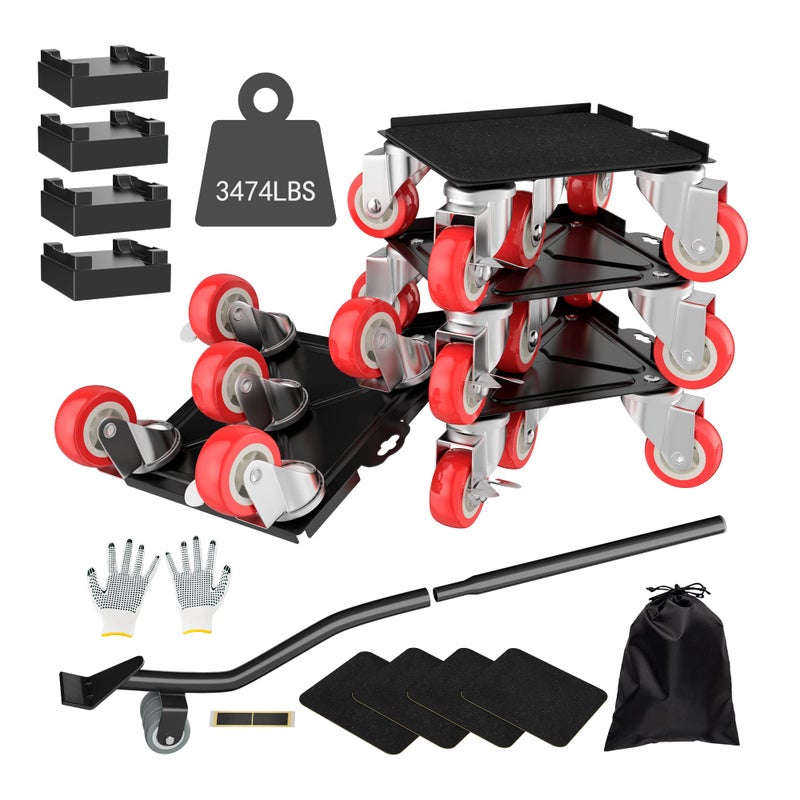 MYUEA Furniture Dolly,Furniture Movers with 5 Wheels,Carbon Steel Panel Heavy Duty Dolly,Maximum Load 3474LBS,Furniture Lifter with 5 360Â° Rotatable Rubber Universal Wheels(Black,6.89x6.9 in) - Image 1
